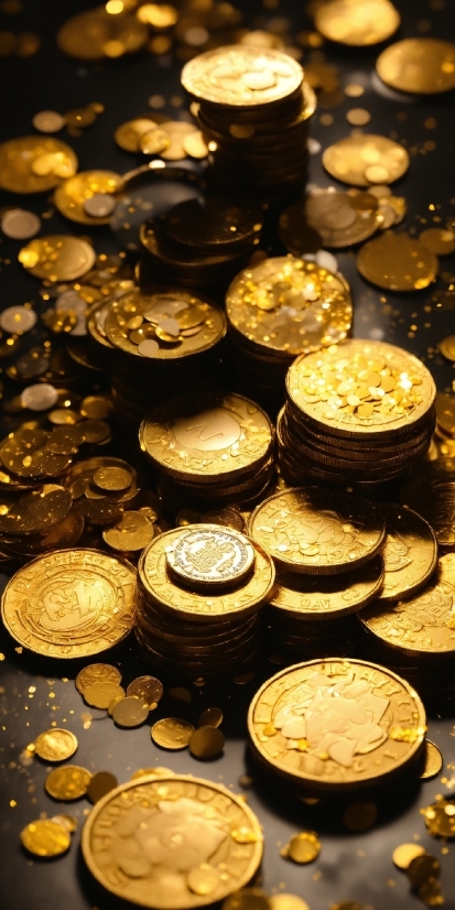 Light, Black, Money Handling, Yellow, Coin, Currency