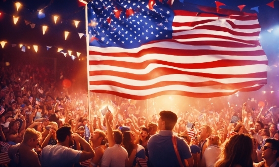 Light, Celebrating, Flag, Flag Of The United States, World, Crowd