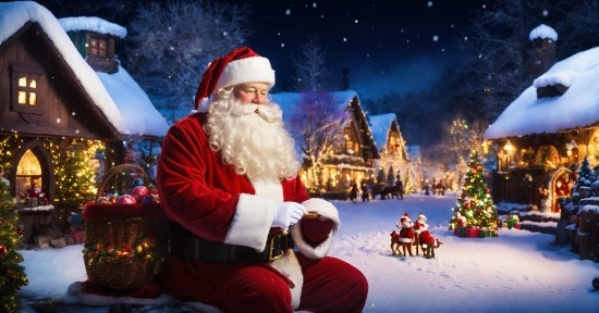 Light, Christmas Ornament, Santa Claus, Beard, Christmas Decoration, Snow