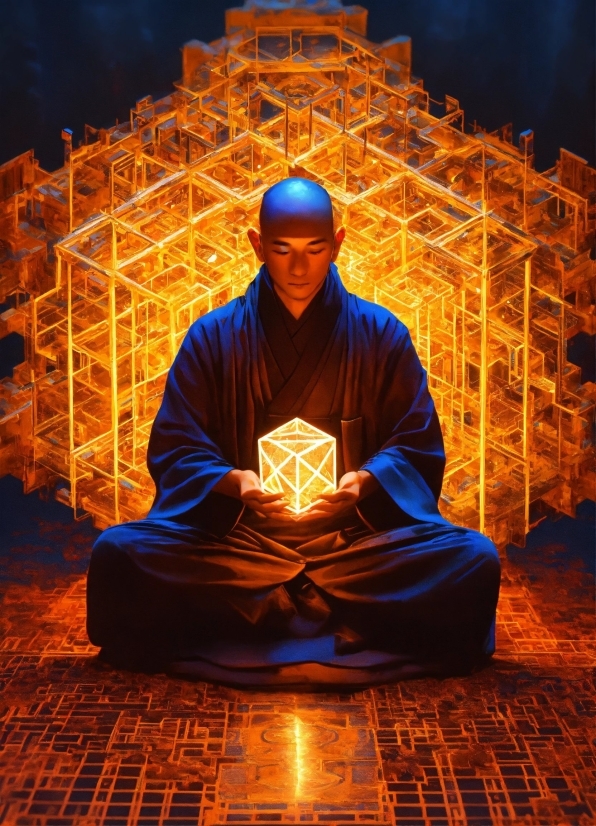 Light, Temple, Orange, Symmetry, Meditation, Electric Blue