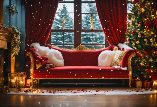 Light, Window, Decoration, Christmas Tree, Couch, Christmas Ornament