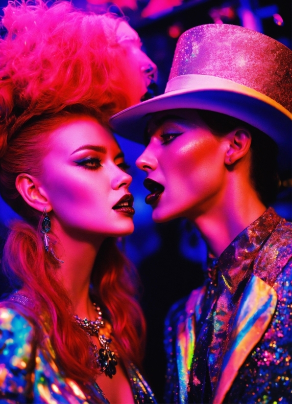 Lip, Purple, Human, Fashion, Hat, Performing Arts