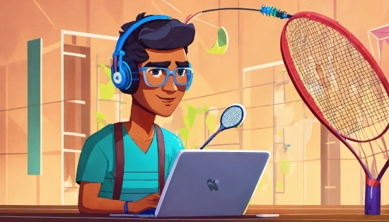 Microphone, Laptop, Podium, Computer, Sports Equipment, Cartoon
