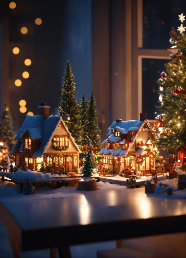 Modern Design Graphic, Christmas Tree, Window, Light, Plant, Lighting
