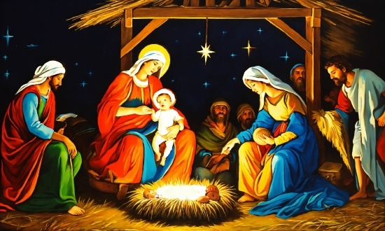Nativity Scene, Art, Painting, Event, Christmas Decoration, Candle
