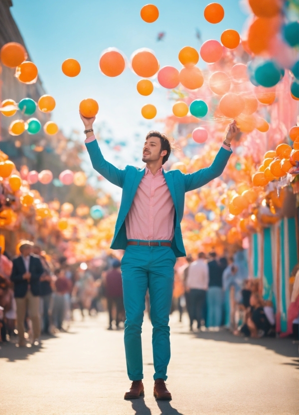 Orange, Balloon, Happy, Gesture, Leisure, Party Supply