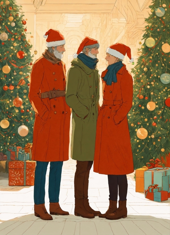 Outerwear, Christmas Tree, Green, Window, Sleeve, Standing