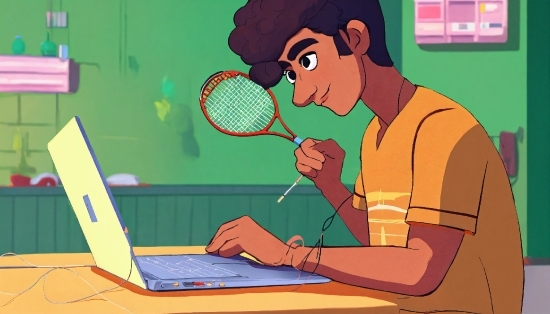 Personal Computer, Computer, Laptop, Sports Equipment, Table, Table Tennis Racket