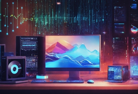 Personal Computer, Light, Output Device, Purple, Computer, Lighting