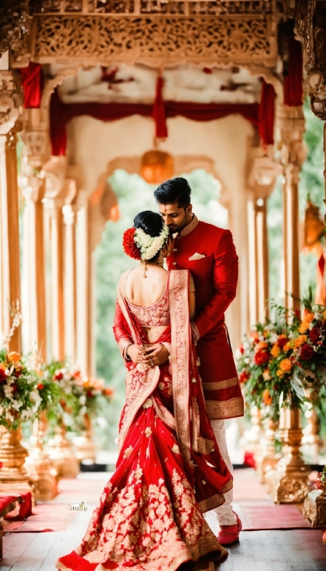 Photograph, Flower, Bride, Temple, Wedding Dress, Decoration