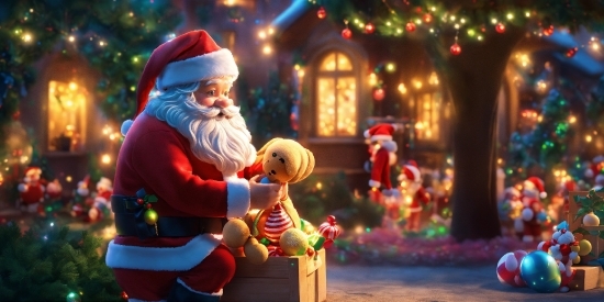 Photograph, Light, Beard, Santa Claus, Christmas Ornament, Happy