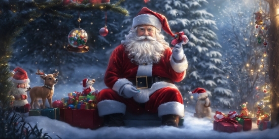 Photograph, Window, Vertebrate, Christmas Ornament, Santa Claus, Lighting