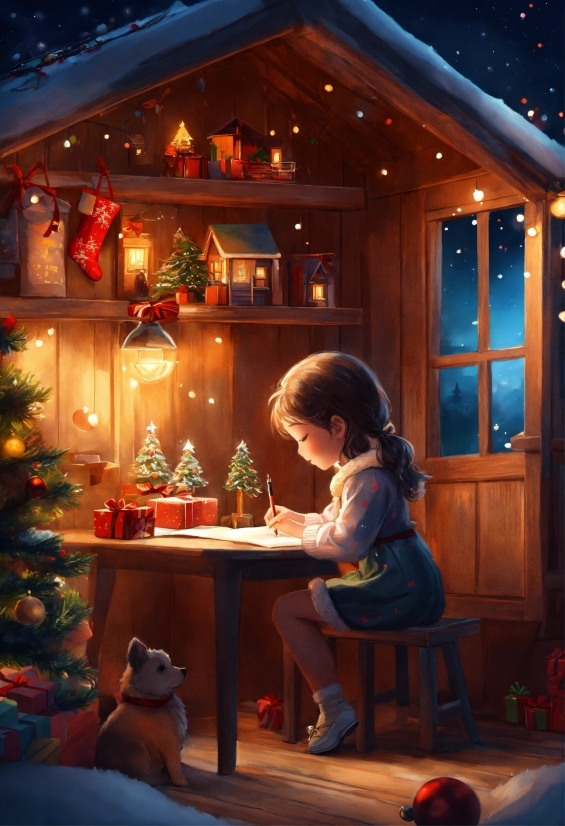Photograph, Window, Wood, Interior Design, Christmas Tree, Table