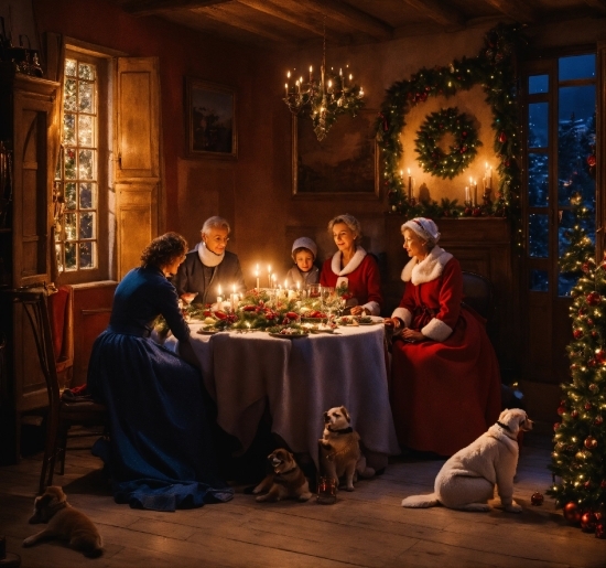 Picture Frame, Dog, Table, Christmas Tree, Lighting, Window
