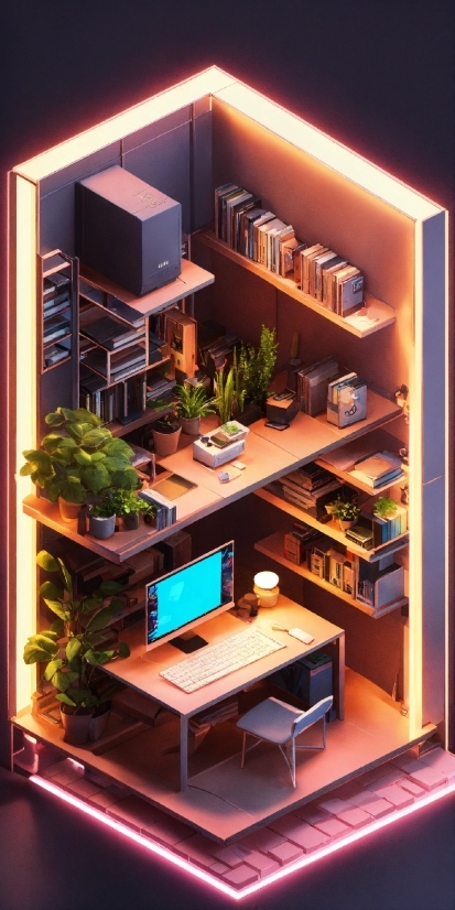 Plant, Furniture, Bookcase, Table, Building, Shelving