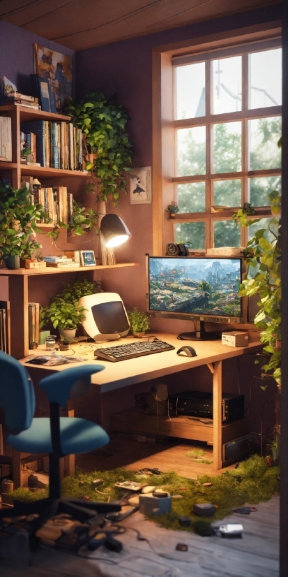 Plant, Furniture, Property, Table, Personal Computer, Wood