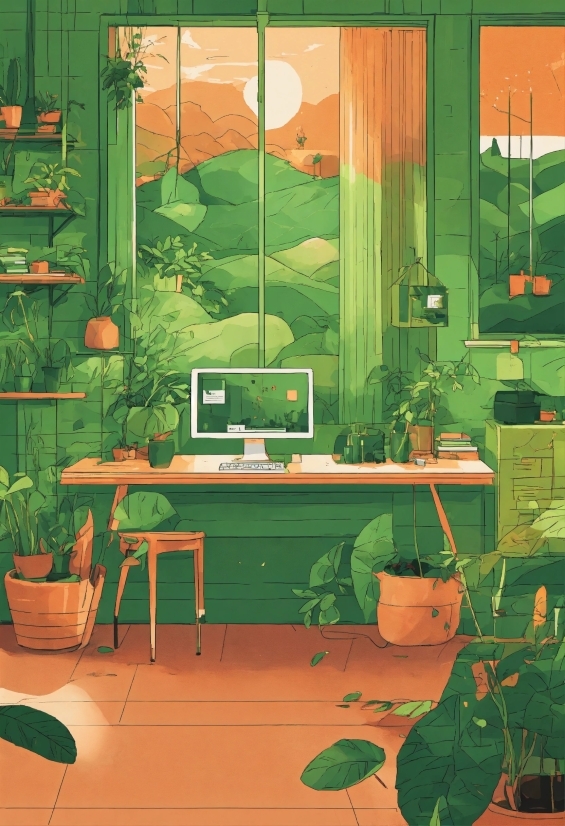 Plant, Green, Table, Houseplant, Interior Design, Organism