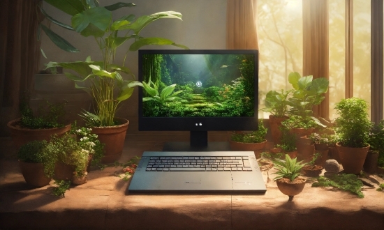 Plant, Houseplant, Flowerpot, Output Device, Computer Keyboard, Computer