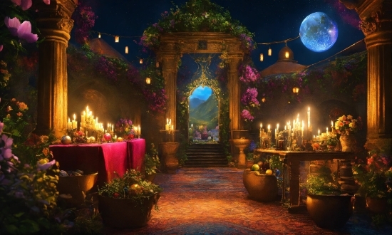 Plant, Light, Flowerpot, Decoration, Lighting, Purple