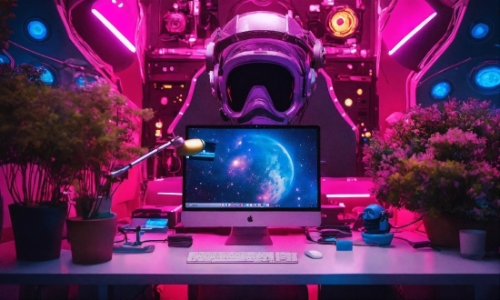 Plant, Purple, Table, Personal Computer, Interior Design, Entertainment