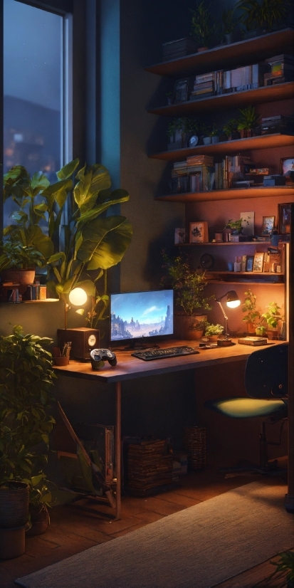 Plant, Table, Computer, Property, Furniture, Personal Computer