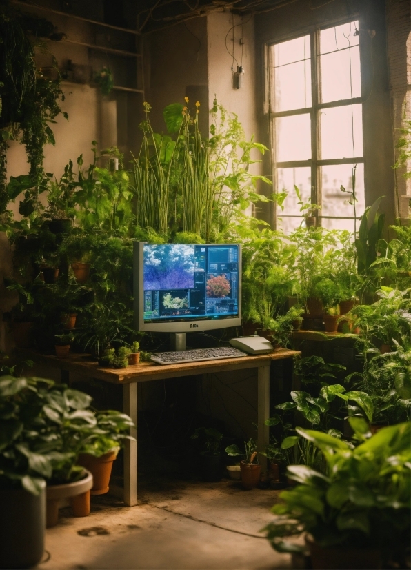 Plant, Window, Computer, Personal Computer, Building, Nature
