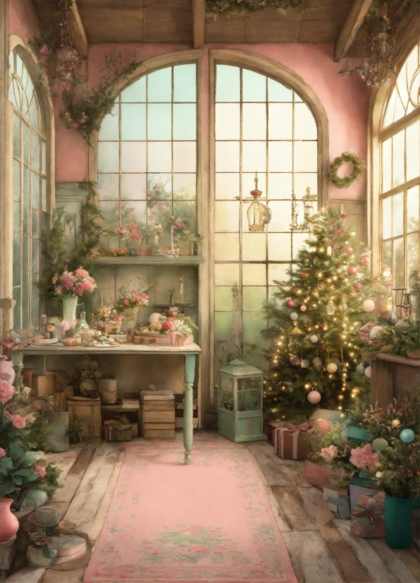 Plant, Window, Property, Christmas Tree, Flowerpot, Building