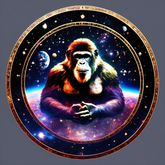 Primate, Electric Blue, Terrestrial Animal, Circle, Wildlife, Font