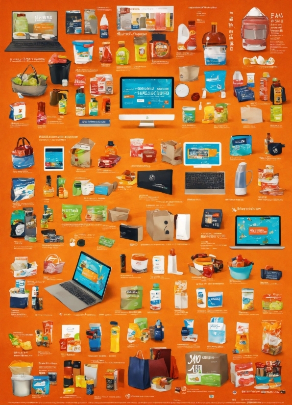 Product, Orange, Font, Rectangle, Electronic Device, Laptop