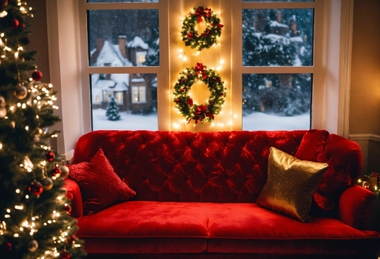 Property, Christmas Tree, Decoration, Light, Interior Design, Couch