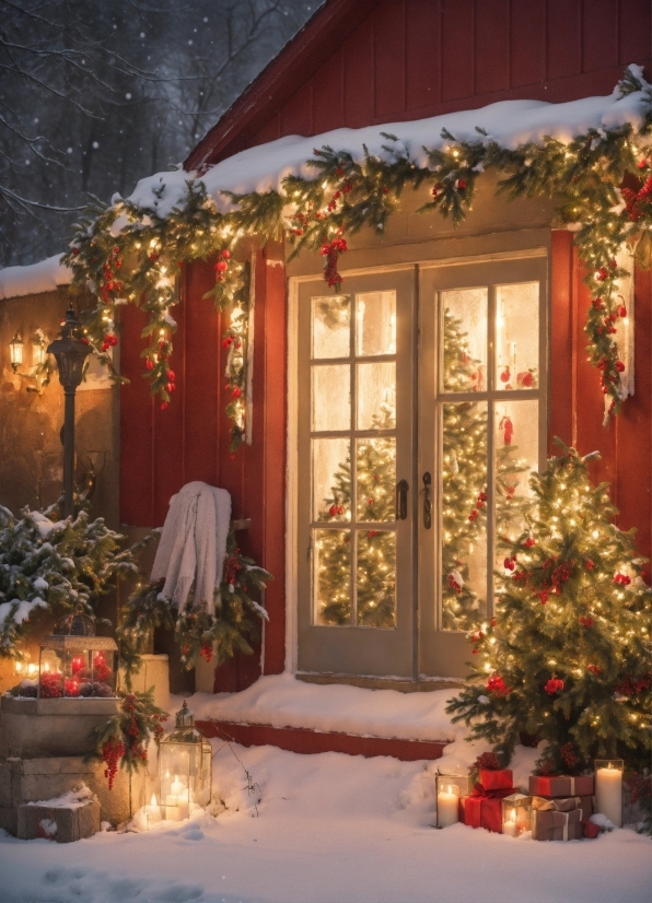 Property, Christmas Tree, Light, Plant, Window, Branch