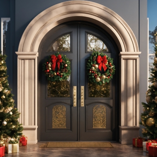 Property, Fixture, Christmas Tree, Door, Interior Design, Wood