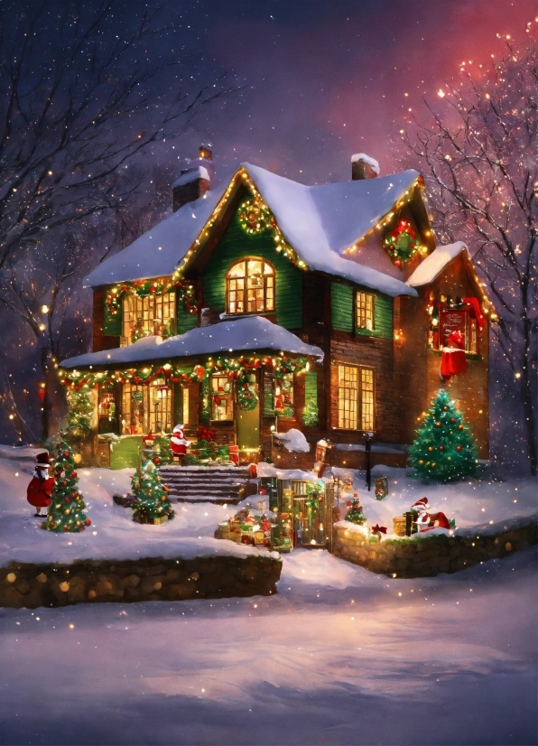 Property, Snow, Plant, Christmas Tree, Light, Sky