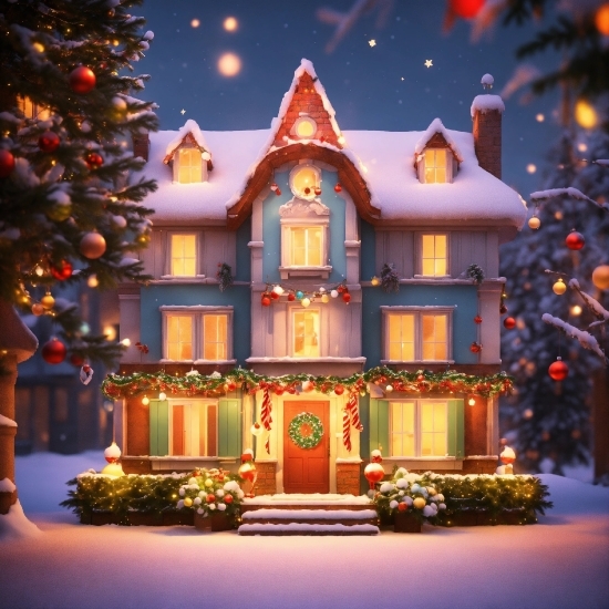 Property, Window, Building, Light, Plant, Christmas Ornament