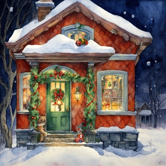 Property, Window, Snow, Building, World, Christmas Decoration