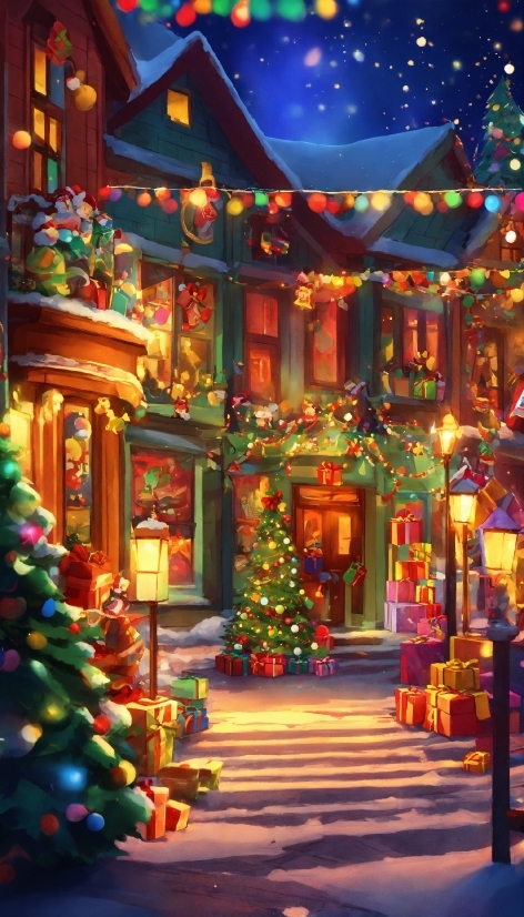 Puzzle Illustration, Christmas Tree, Decoration, Light, Christmas Ornament, Lighting