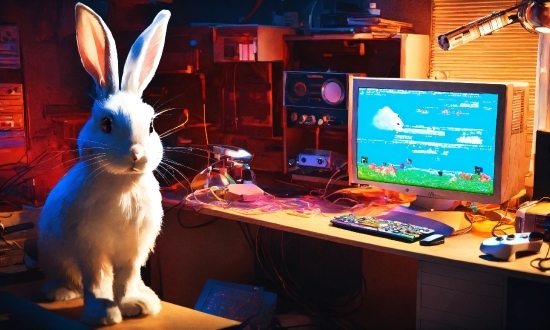 Rabbit, Table, Computer, Computer Keyboard, Personal Computer, Computer Monitor