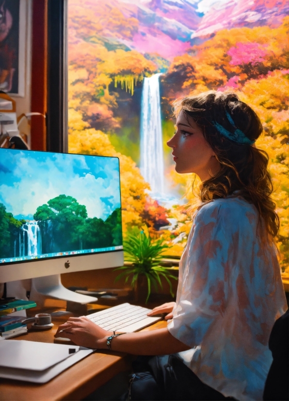 Royalty Free Images Of People, Plant, Computer, Computer Monitor, Computer Keyboard, Personal Computer