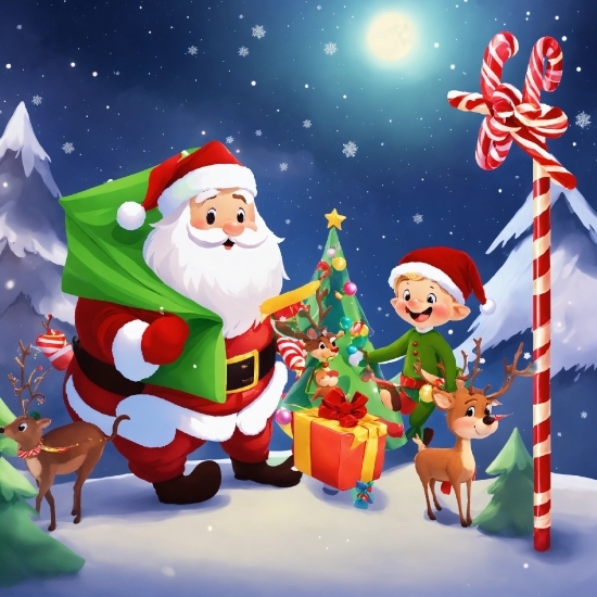 Santa Claus, Celebrating, Cartoon, Snow, Christmas Ornament, Christmas Decoration