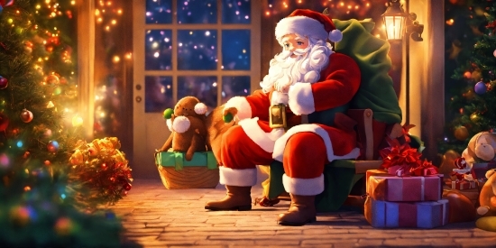 Santa Claus, Christmas Ornament, Lighting, Window, Toy, Christmas Decoration