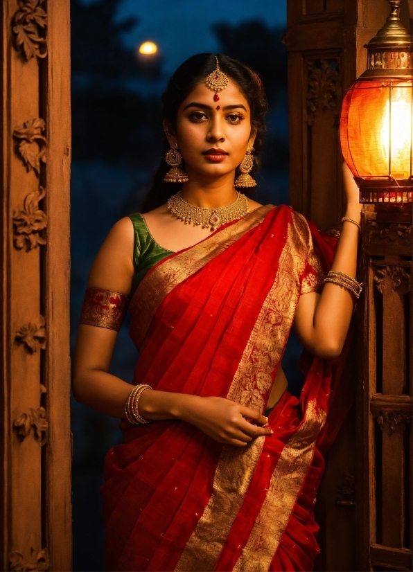 Sari, Lighting, Temple, Flash Photography, Lamp, Trunk