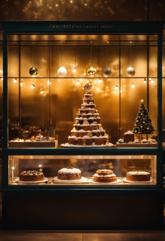 Shelf, Display Case, Christmas Decoration, Christmas Tree, Cuisine, Retail