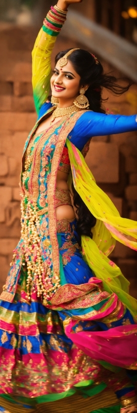 Shoulder, Blue, Temple, Sleeve, Sari, Fashion Design