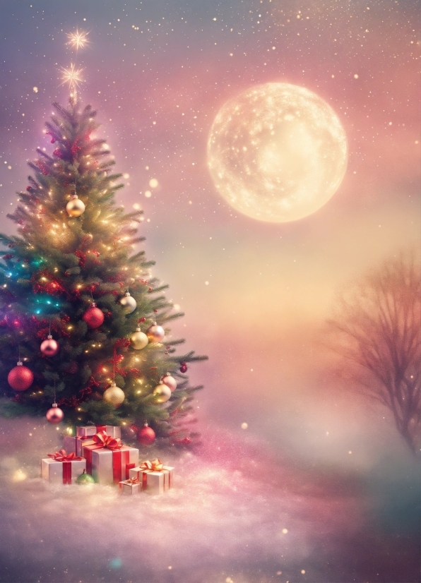 Sky, Atmosphere, Christmas Tree, Light, Nature, Moon