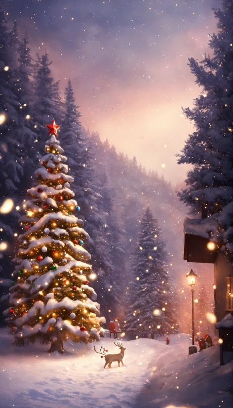 Sky, Atmosphere, Photograph, Plant, Snow, Christmas Tree