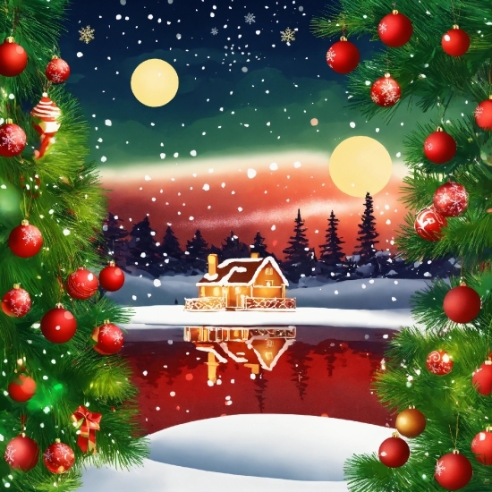 Sky, Christmas Ornament, Christmas Tree, Light, Nature, World