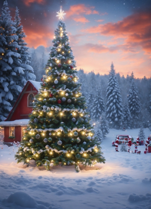 Sky, Christmas Tree, Cloud, Snow, Light, World