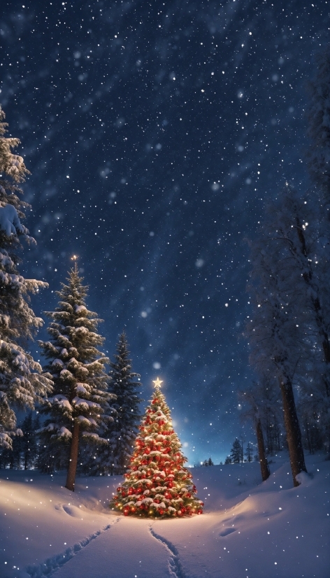 Sky, Christmas Tree, Plant, Snow, World, Tree