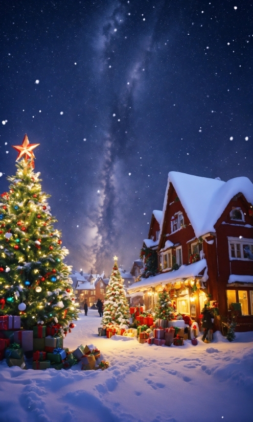Sky, Christmas Tree, Snow, Light, World, Nature