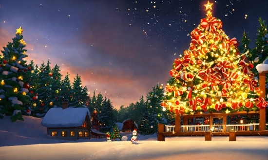 Sky, Christmas Tree, Snow, Light, World, Tree
